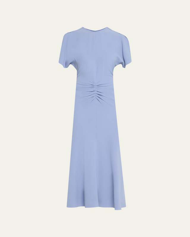 Gathered Crepe Midi Dress